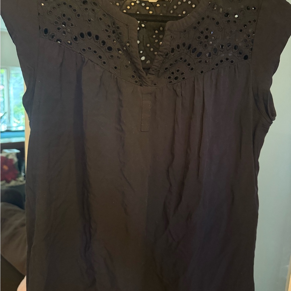 Daniel Rainn Black Eyelet Blouse